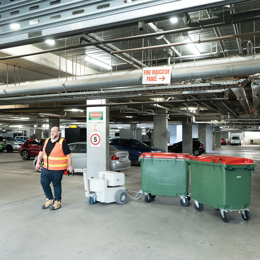 Tug rise towing 1100L bins