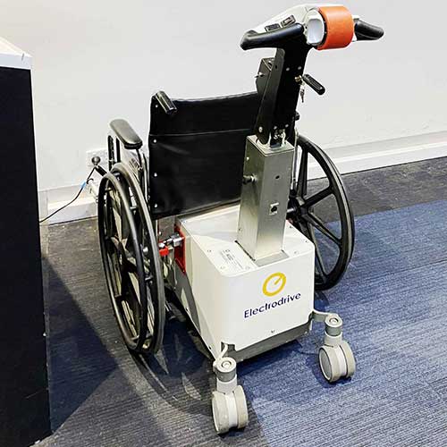 Bariatric Wheelchair Mover hitched to a wheelchair